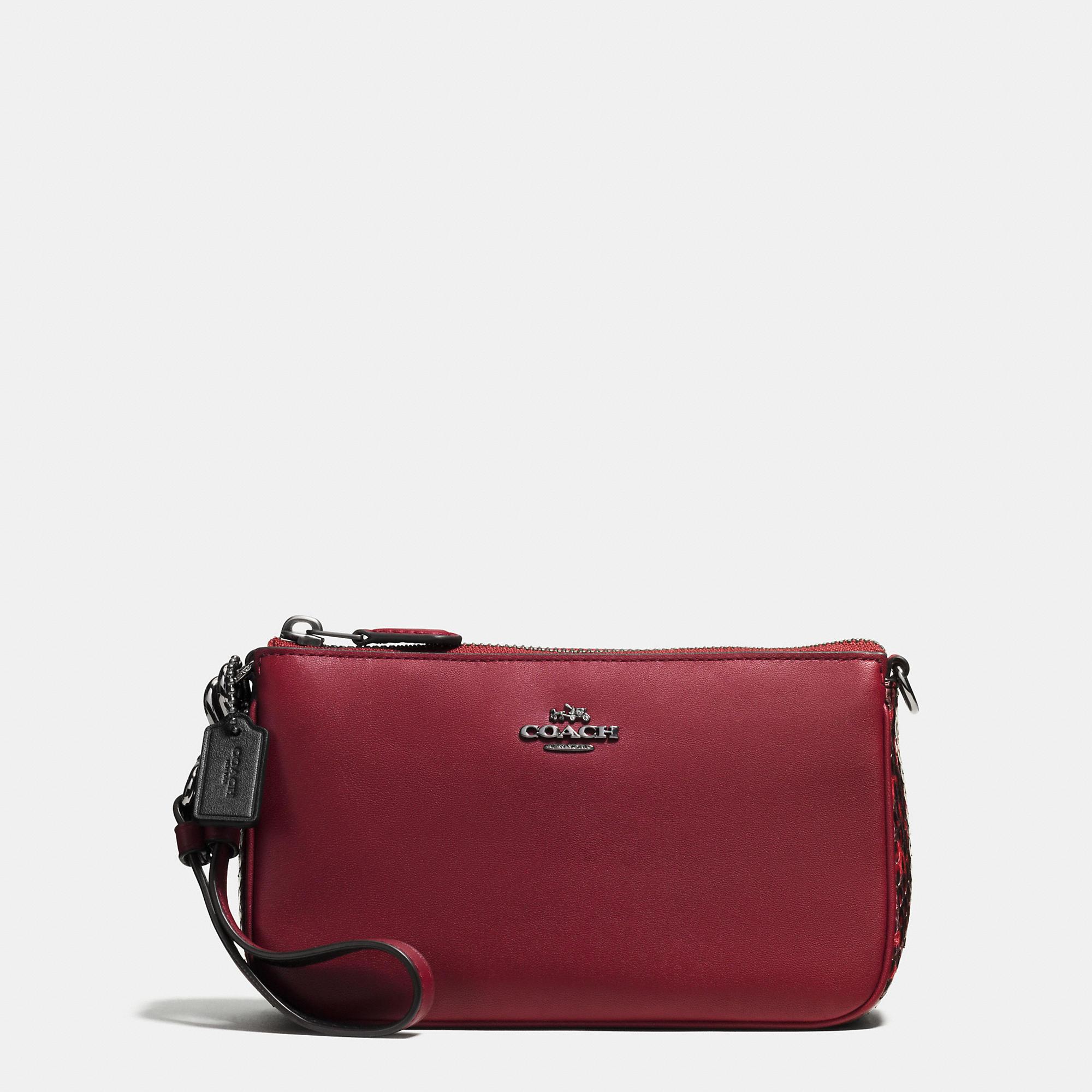 Coach Nolita Wristlet 19 In Glovetanned Leather With Snake Detail in